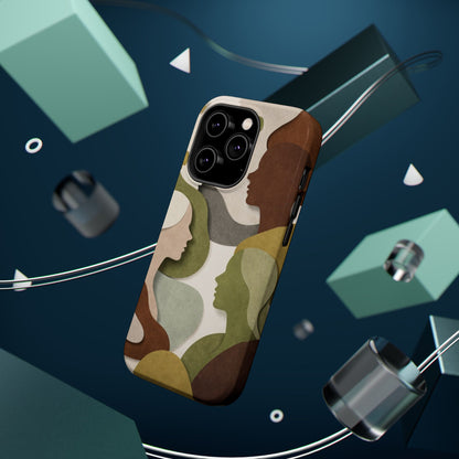 Coque de téléphone — Silhouettes multiculturelles abstraites magnétique et résistante aux chocs