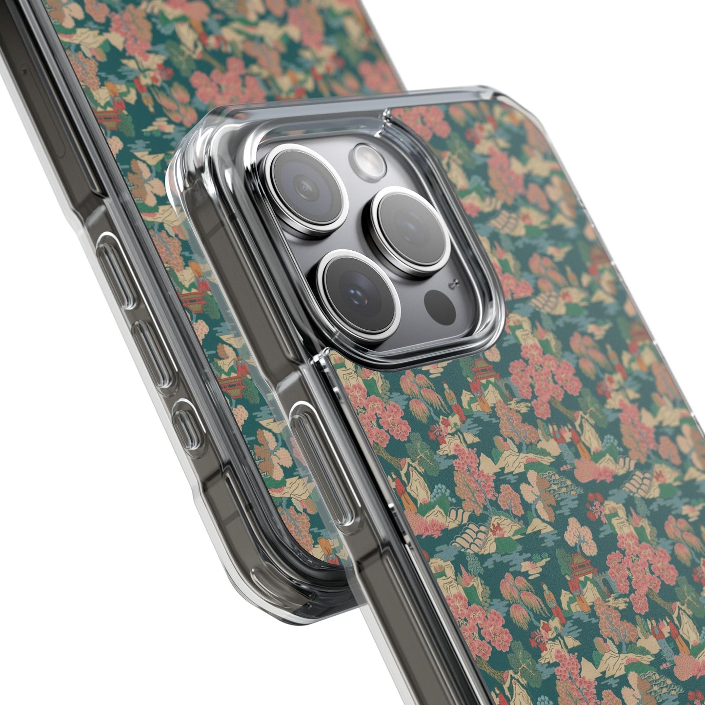 Floral Vintage Clear Magnetic Phone Case – Impact-Resistant iPhone Cover