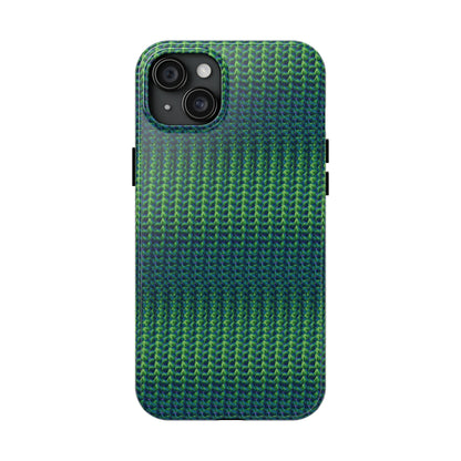 Green Woven Texture Tough Phone Case — Durable Protective Phone Cover