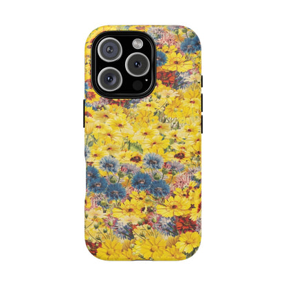 Coque de téléphone magnétique renforcée Floral Yellow Wildflower — Housse magnétique durable à fixation Snap