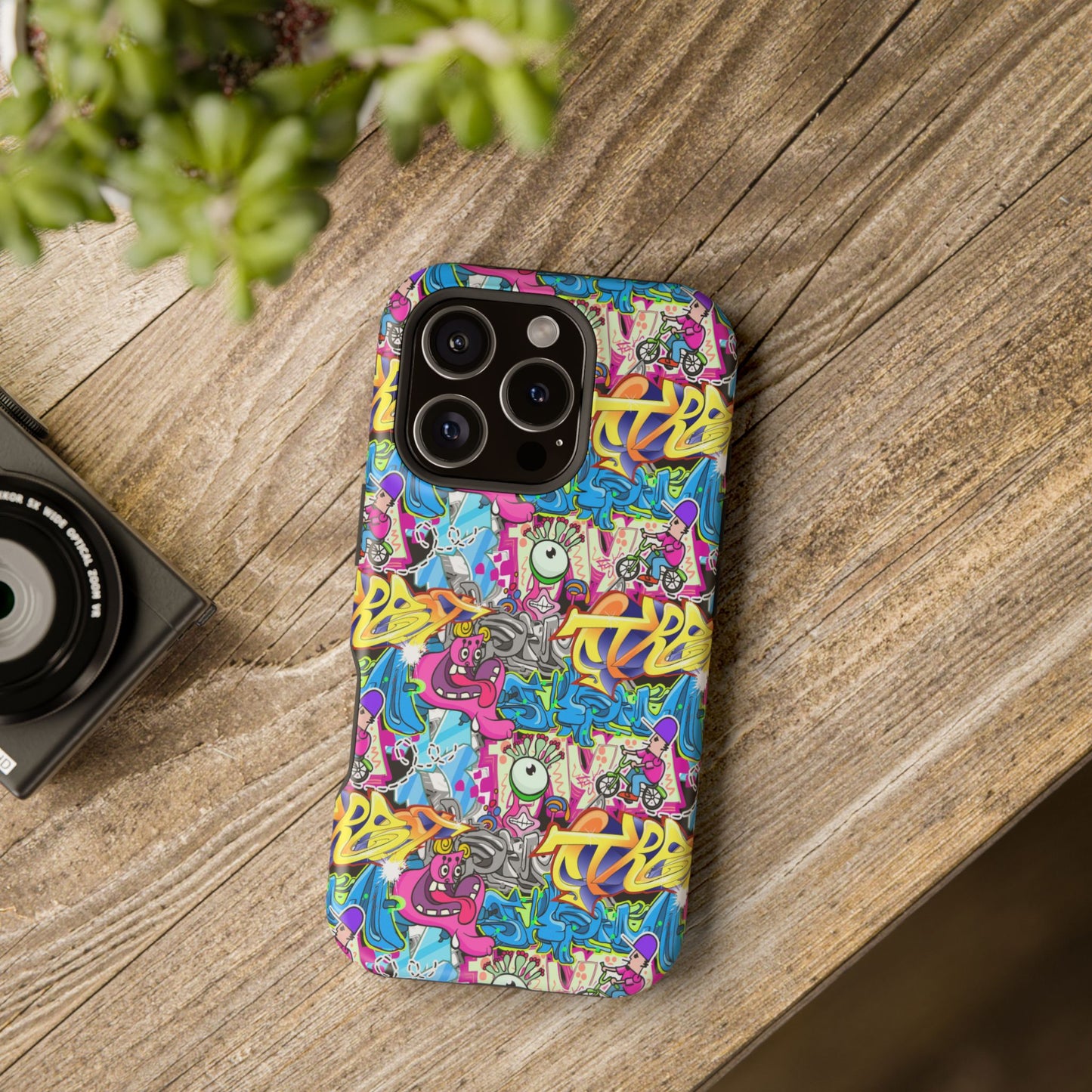 Coque de téléphone magnétique Graffiti Collage — Housse protectrice résistante aux chocs