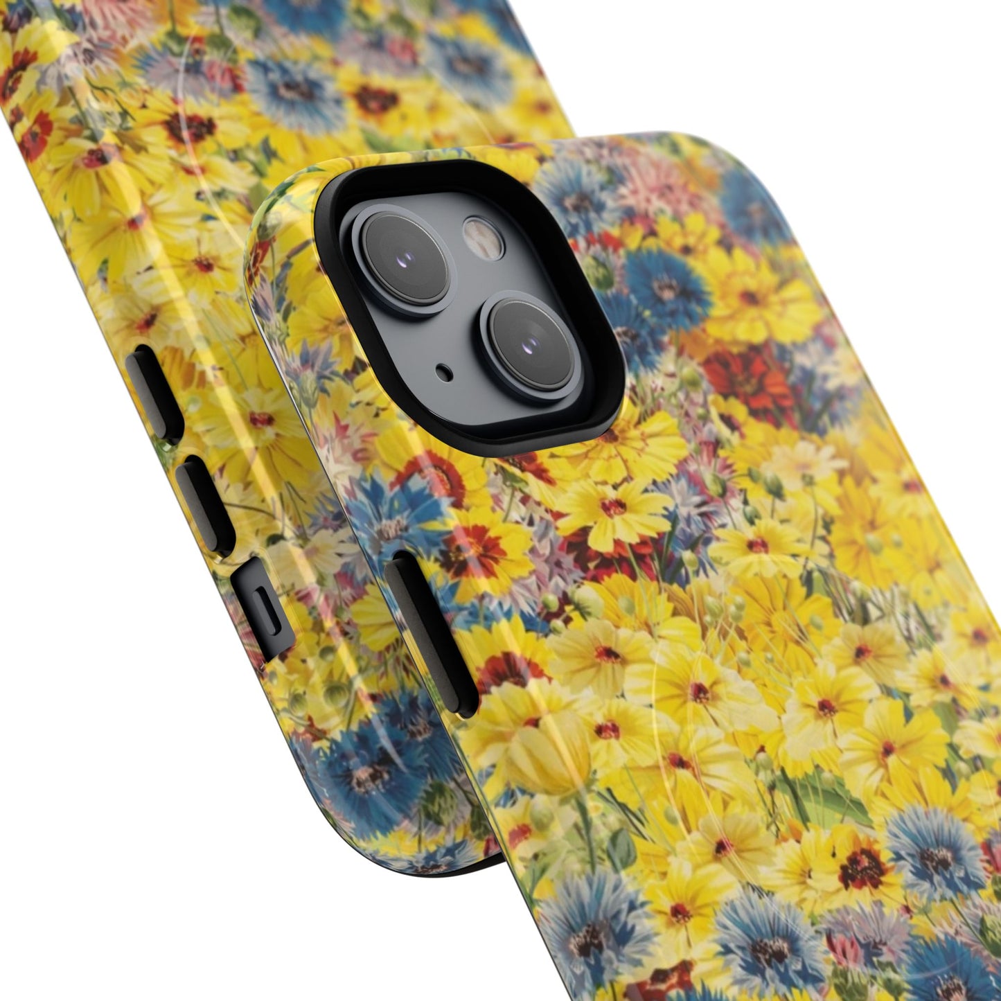 Coque de téléphone magnétique renforcée Floral Yellow Wildflower — Housse magnétique durable à fixation Snap