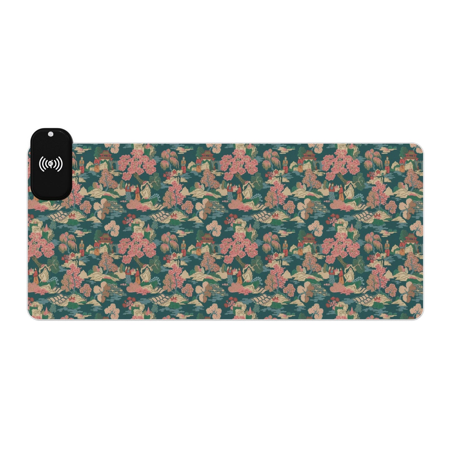 Tapis de souris gaming LED RGB avec recharge sans fil — Design camouflage floral