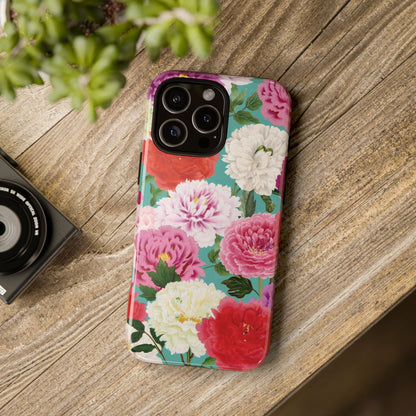 Coque de téléphone renforcée Floral Peony — Housse botanique protectrice pour iPhone