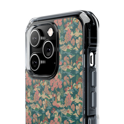 Floral Vintage Clear Magnetic Phone Case – Impact-Resistant iPhone Cover