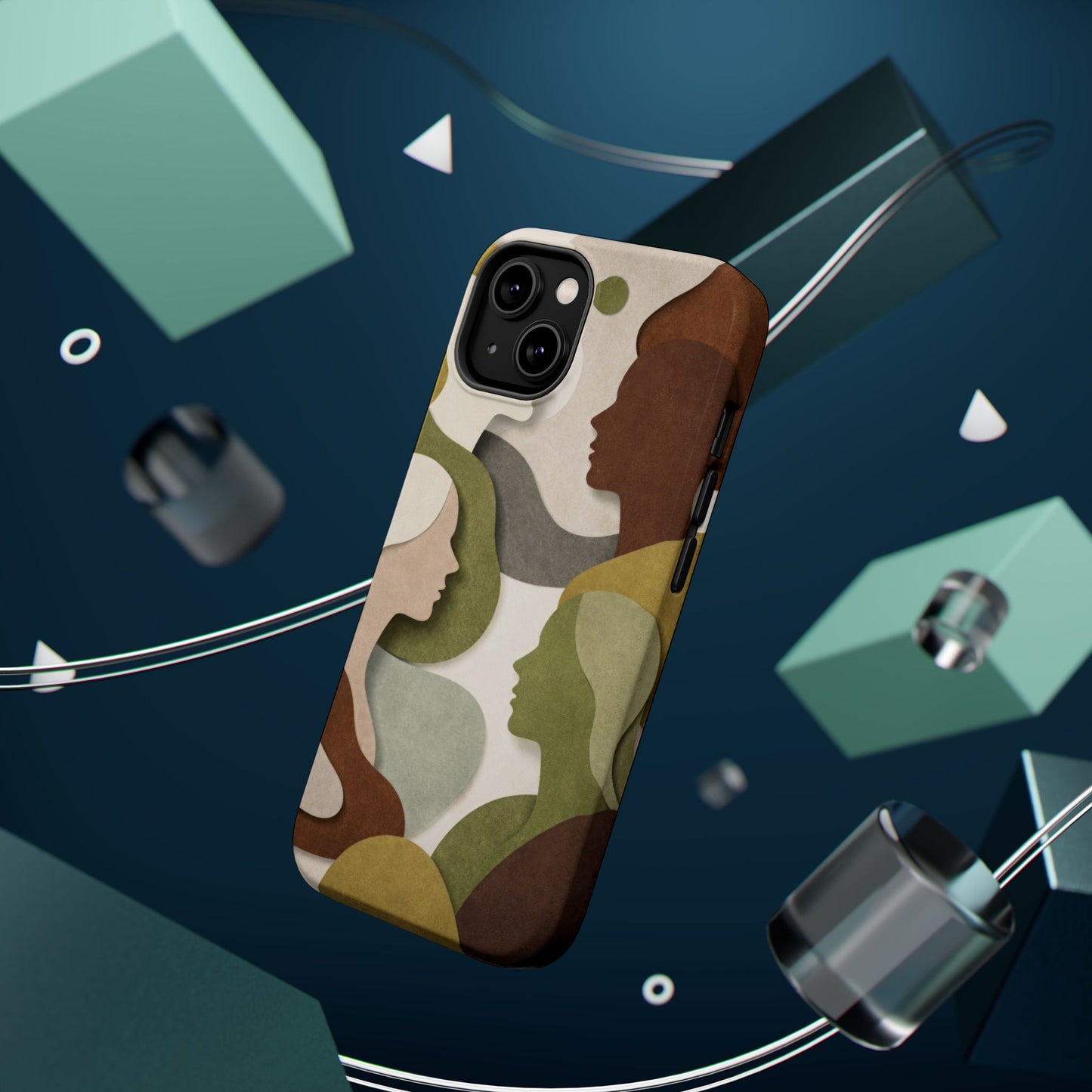Coque de téléphone — Silhouettes multiculturelles abstraites magnétique et résistante aux chocs