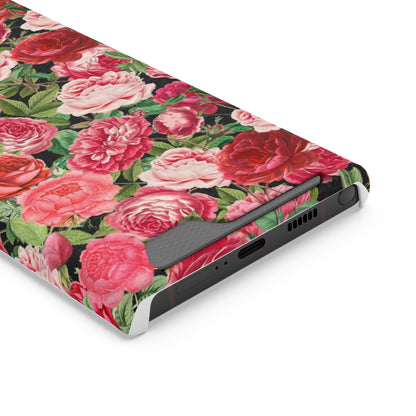 Coque de téléphone avec porte-cartes Floral Rose – Jardin vintage rose