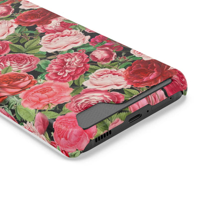 Coque de téléphone avec porte-cartes Floral Rose – Jardin vintage rose