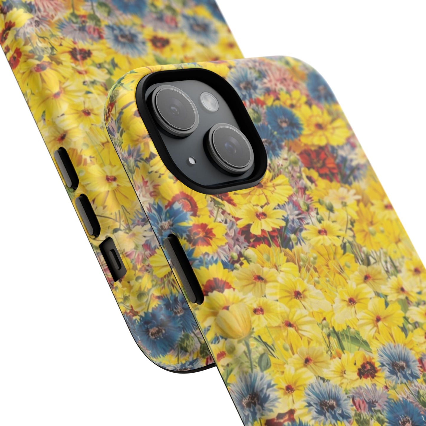 Coque de téléphone magnétique renforcée Floral Yellow Wildflower — Housse magnétique durable à fixation Snap