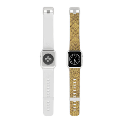 Bracelet Apple Watch Motif Damas Doré — Bracelet de Remplacement Floral Vintage