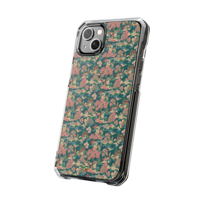 Floral Vintage Clear Magnetic Phone Case – Impact-Resistant iPhone Cover