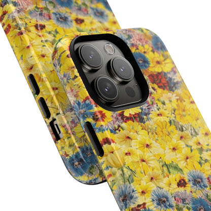 Coque de téléphone magnétique renforcée Floral Yellow Wildflower — Housse magnétique durable à fixation Snap