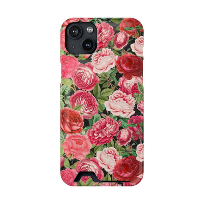 Coque de téléphone avec porte-cartes Floral Rose – Jardin vintage rose