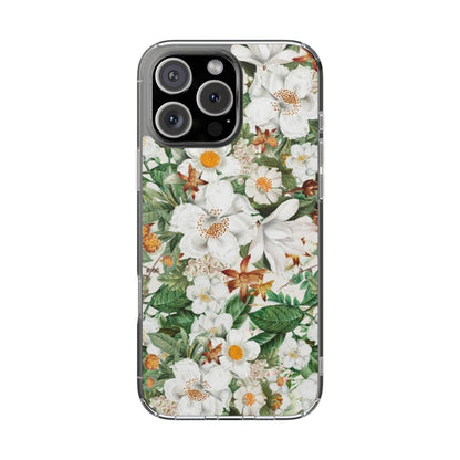 Coque de téléphone magnétique transparente Floral White Garden