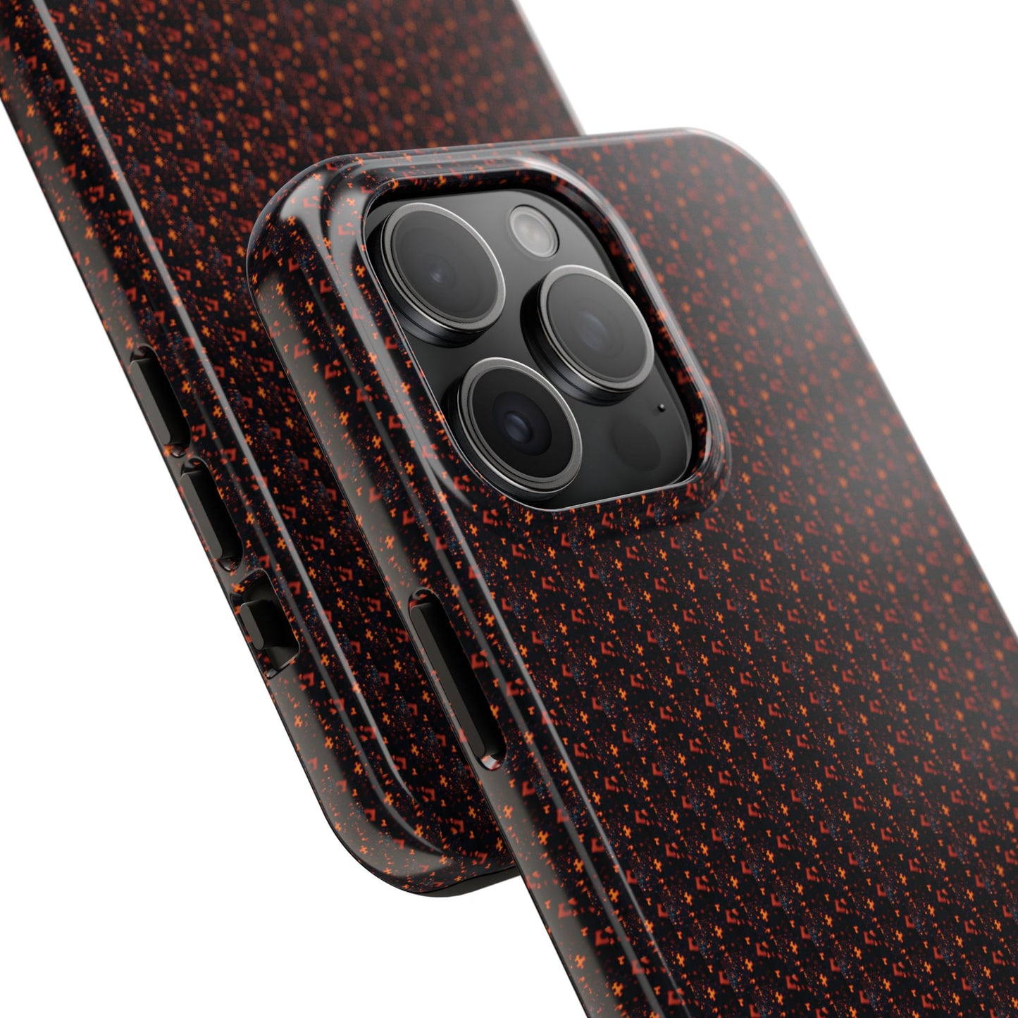 Coque de téléphone renforcée – Housse de protection robuste noire avec éclats rouges