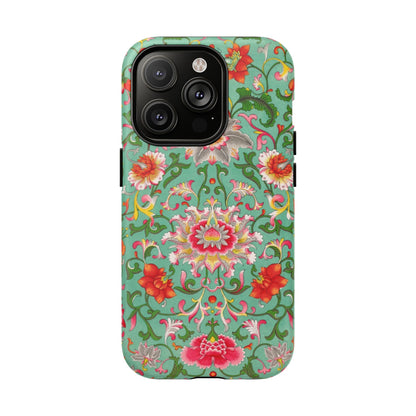 Coque de téléphone magnétique renforcée à motif floral vintage