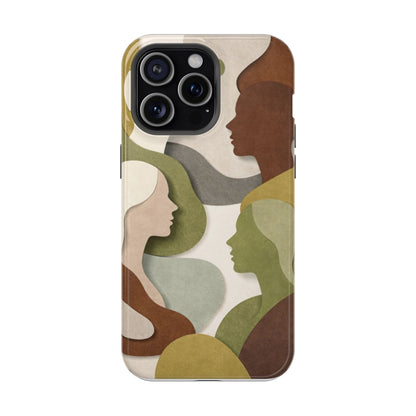 Coque de téléphone — Silhouettes multiculturelles abstraites magnétique et résistante aux chocs