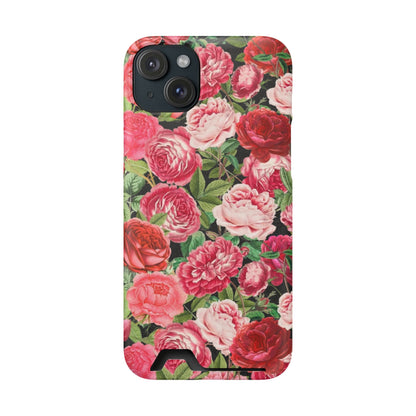 Coque de téléphone avec porte-cartes Floral Rose – Jardin vintage rose
