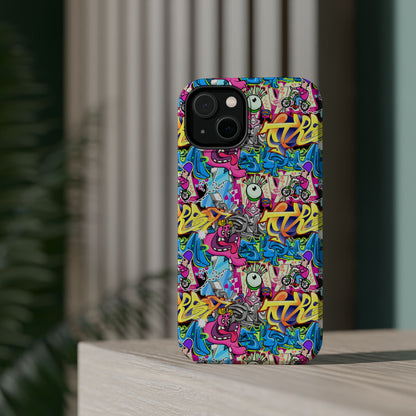 Coque de téléphone magnétique Graffiti Collage — Housse protectrice résistante aux chocs