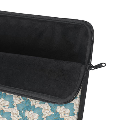 Blue Floral Pattern Laptop Sleeve — Vintage Magnolia Design