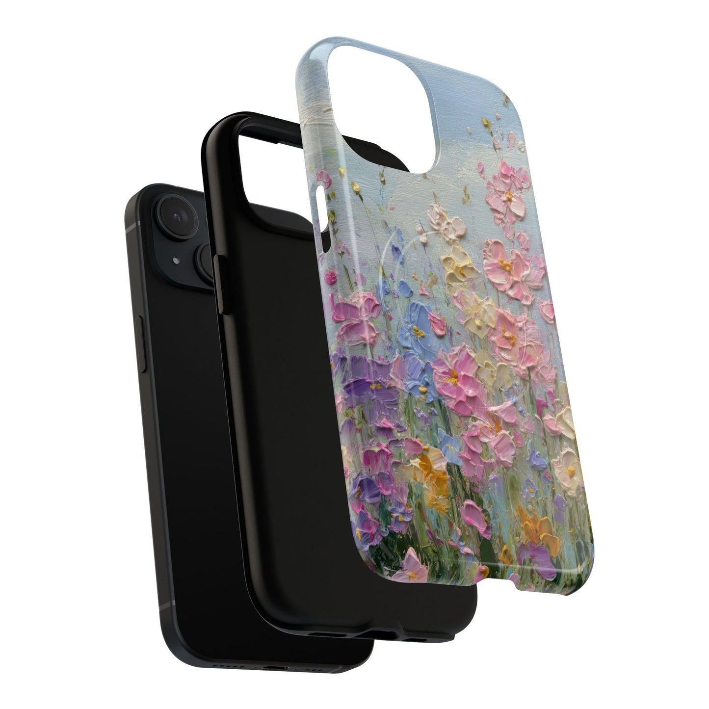 Coque de téléphone Floral Garden — Coque magnétique renforcée à fleurs texturées pastel