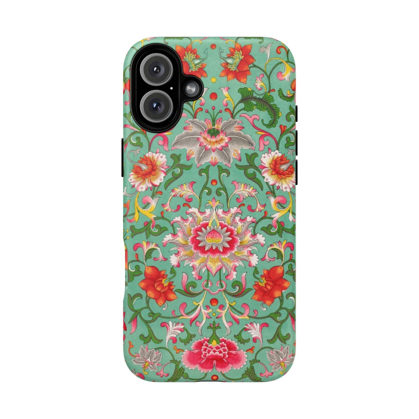 Coque de téléphone magnétique renforcée à motif floral vintage
