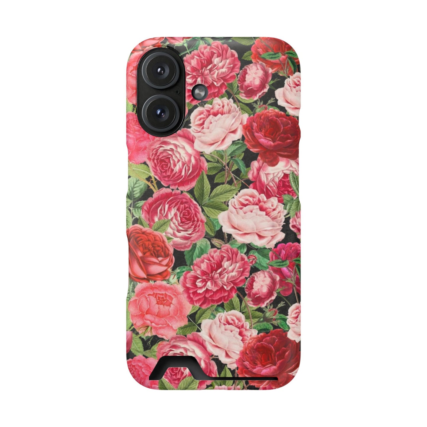 Coque de téléphone avec porte-cartes Floral Rose – Jardin vintage rose