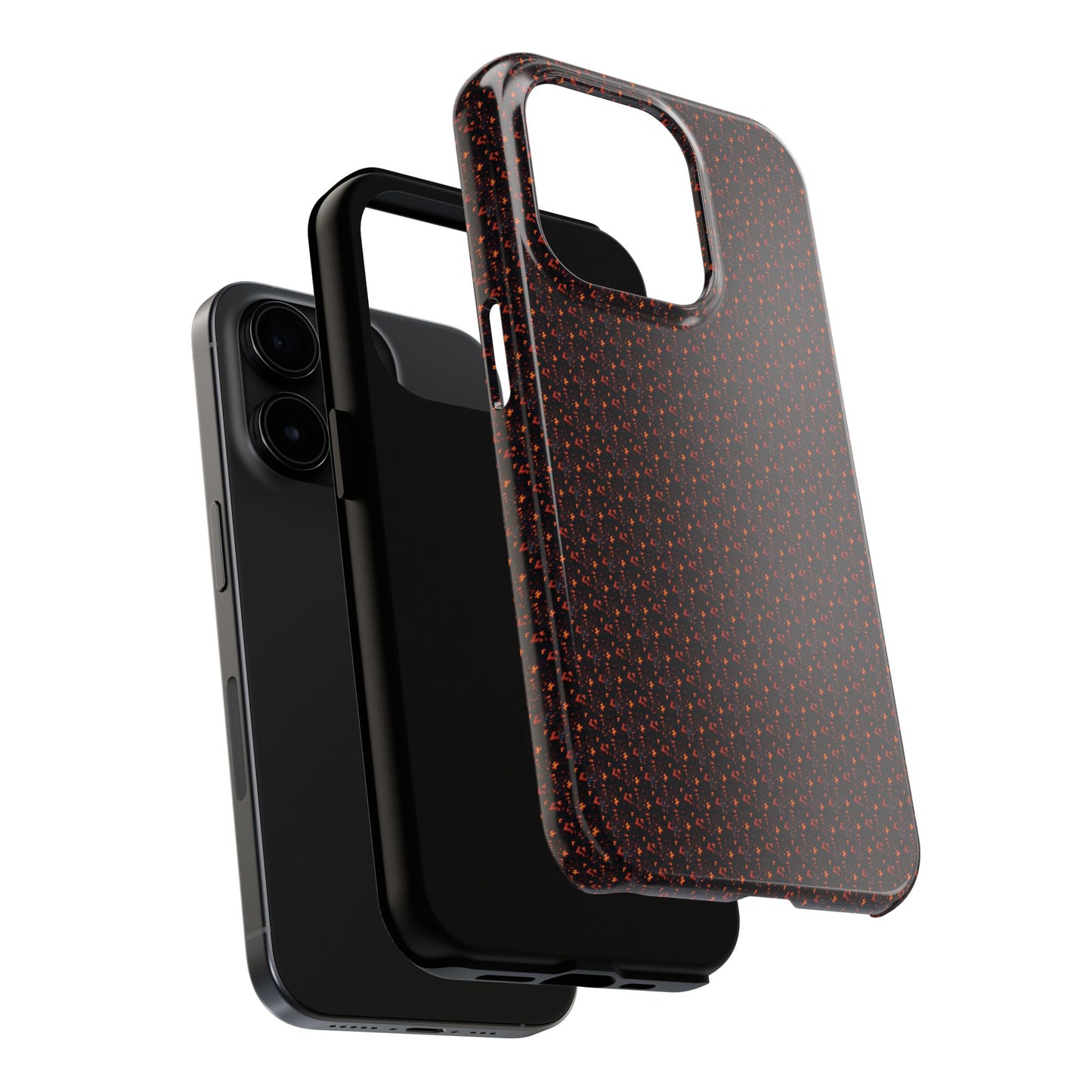 Coque de téléphone renforcée – Housse de protection robuste noire avec éclats rouges