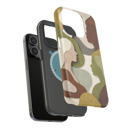 Coque de téléphone — Silhouettes multiculturelles abstraites magnétique et résistante aux chocs