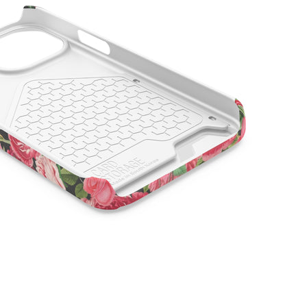 Coque de téléphone avec porte-cartes Floral Rose – Jardin vintage rose