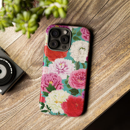 Coque de téléphone renforcée Floral Peony — Housse botanique protectrice pour iPhone