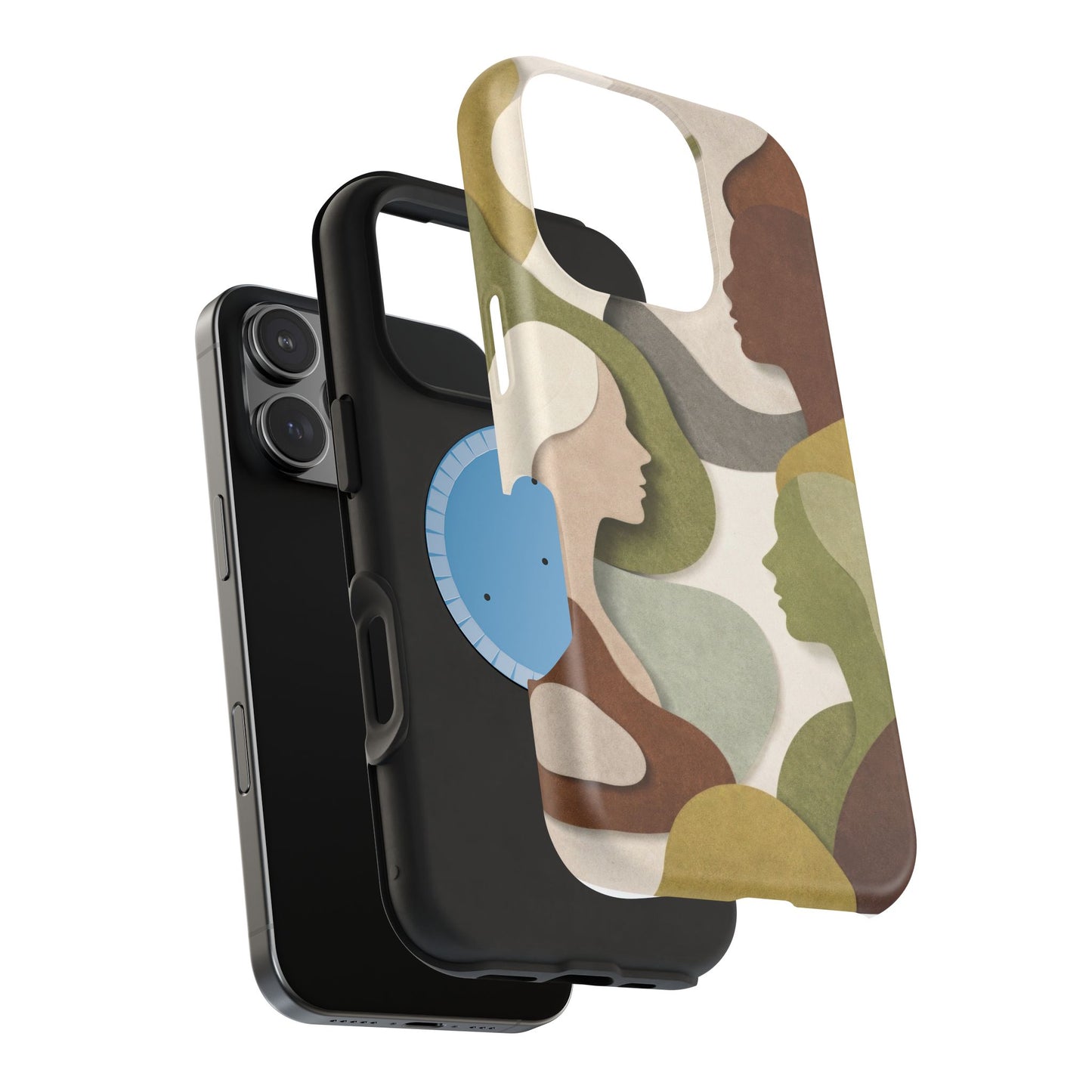Coque de téléphone — Silhouettes multiculturelles abstraites magnétique et résistante aux chocs