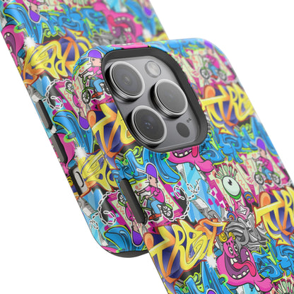 Coque de téléphone magnétique Graffiti Collage — Housse protectrice résistante aux chocs
