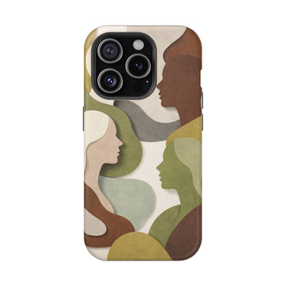 Coque de téléphone — Silhouettes multiculturelles abstraites magnétique et résistante aux chocs