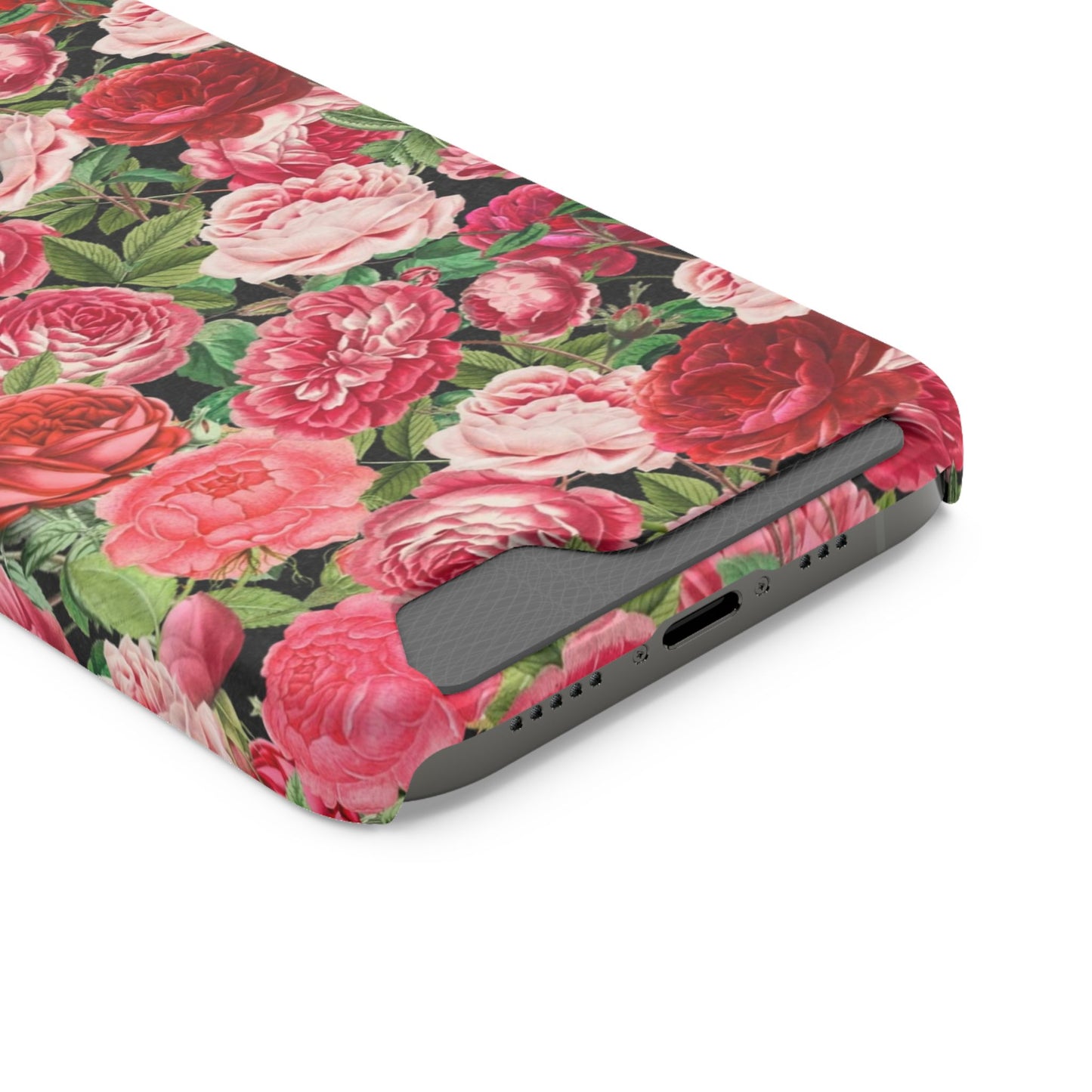 Coque de téléphone avec porte-cartes Floral Rose – Jardin vintage rose