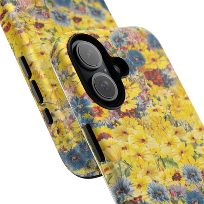 Coque de téléphone magnétique renforcée Floral Yellow Wildflower — Housse magnétique durable à fixation Snap