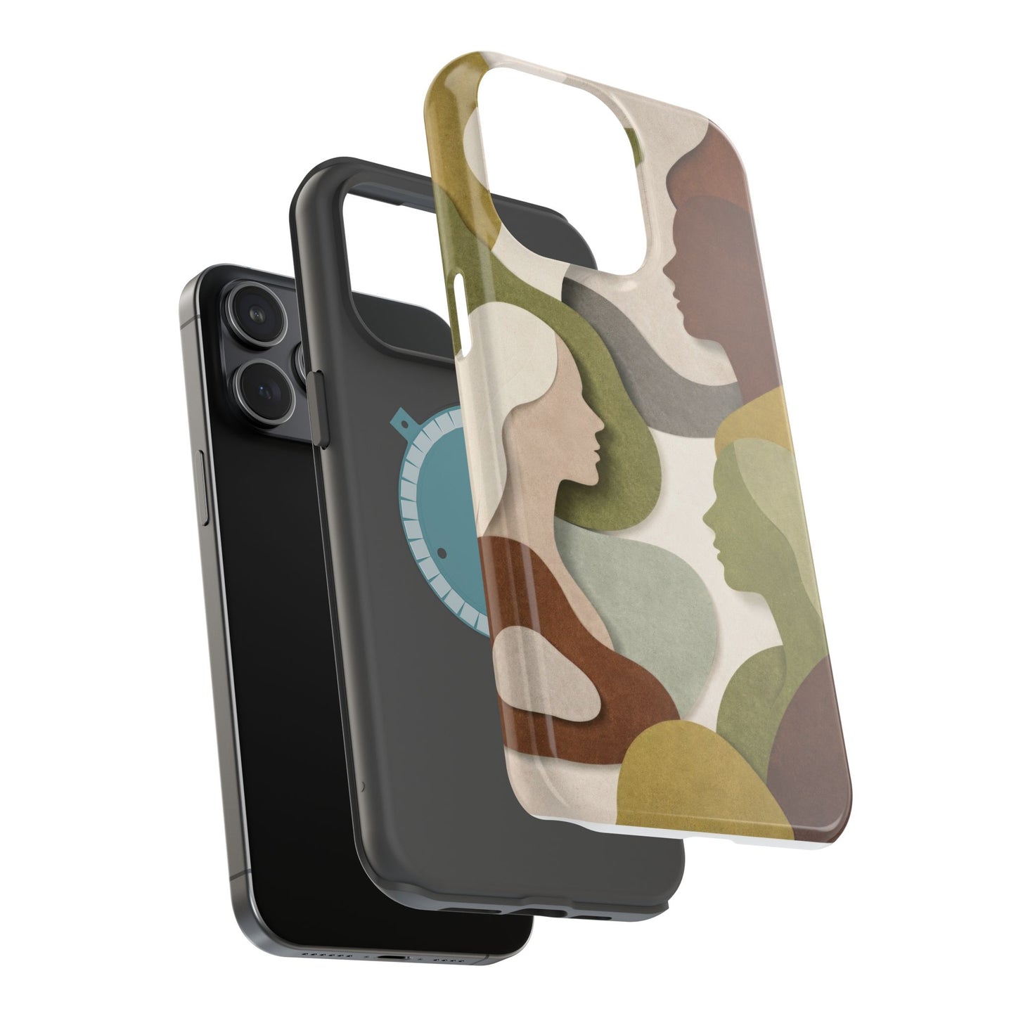 Coque de téléphone — Silhouettes multiculturelles abstraites magnétique et résistante aux chocs