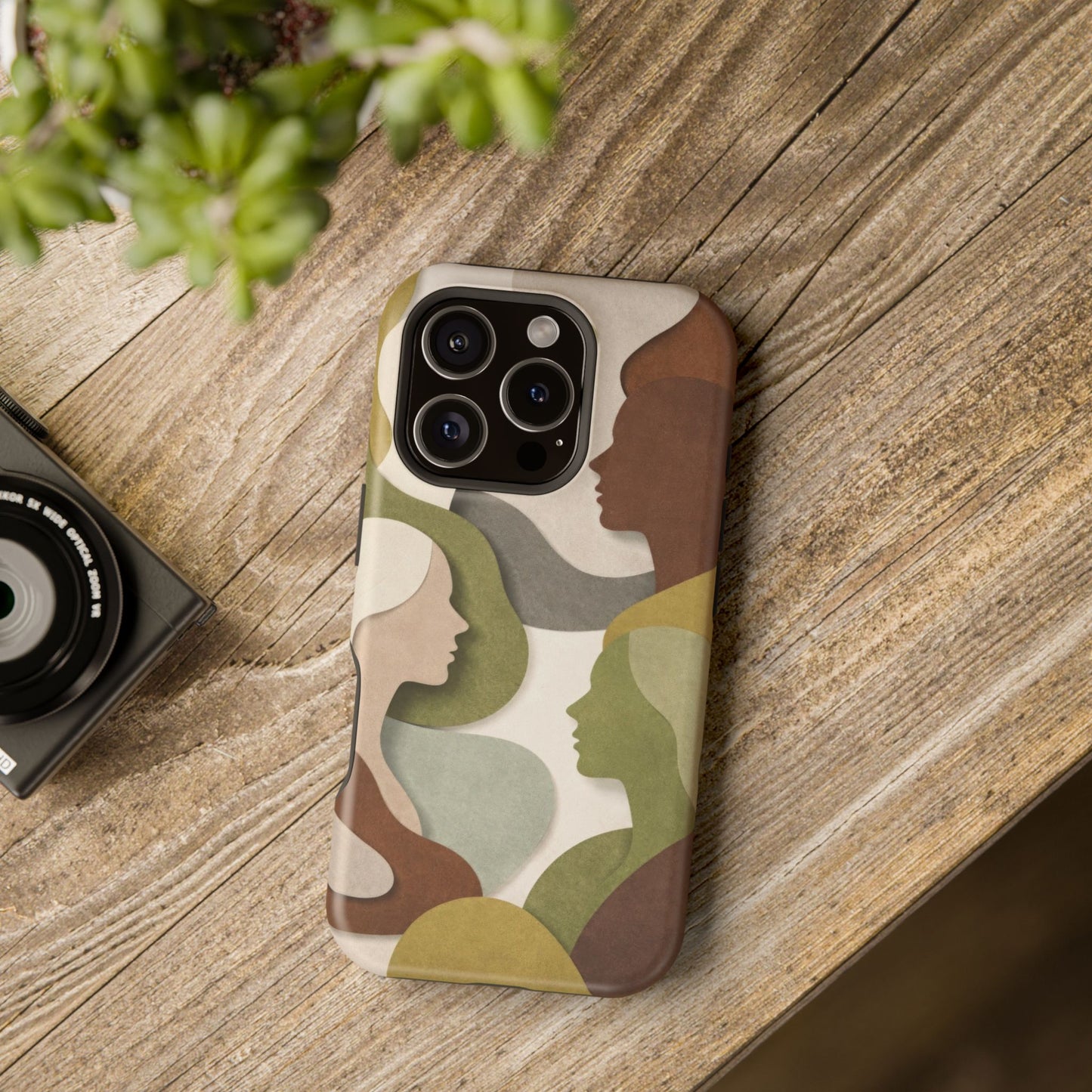 Coque de téléphone — Silhouettes multiculturelles abstraites magnétique et résistante aux chocs