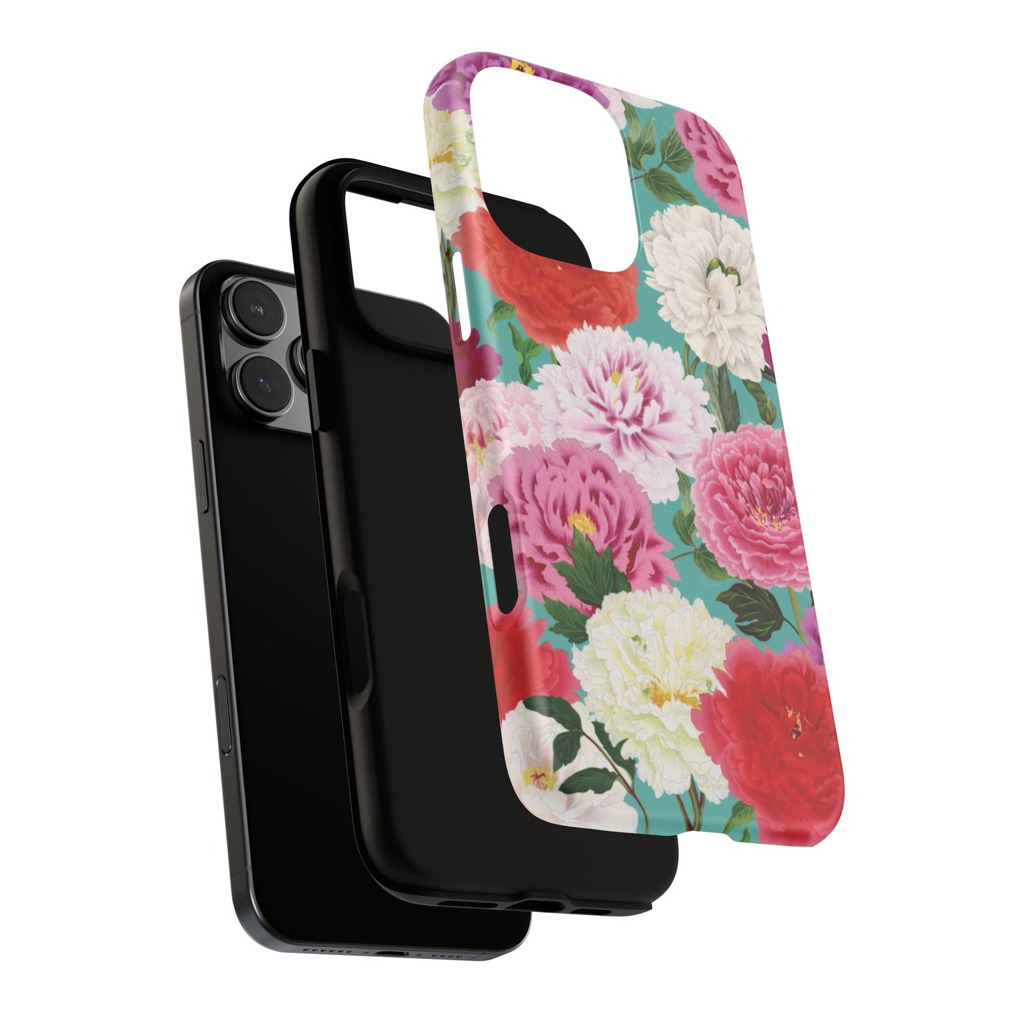 Coque de téléphone renforcée Floral Peony — Housse botanique protectrice pour iPhone