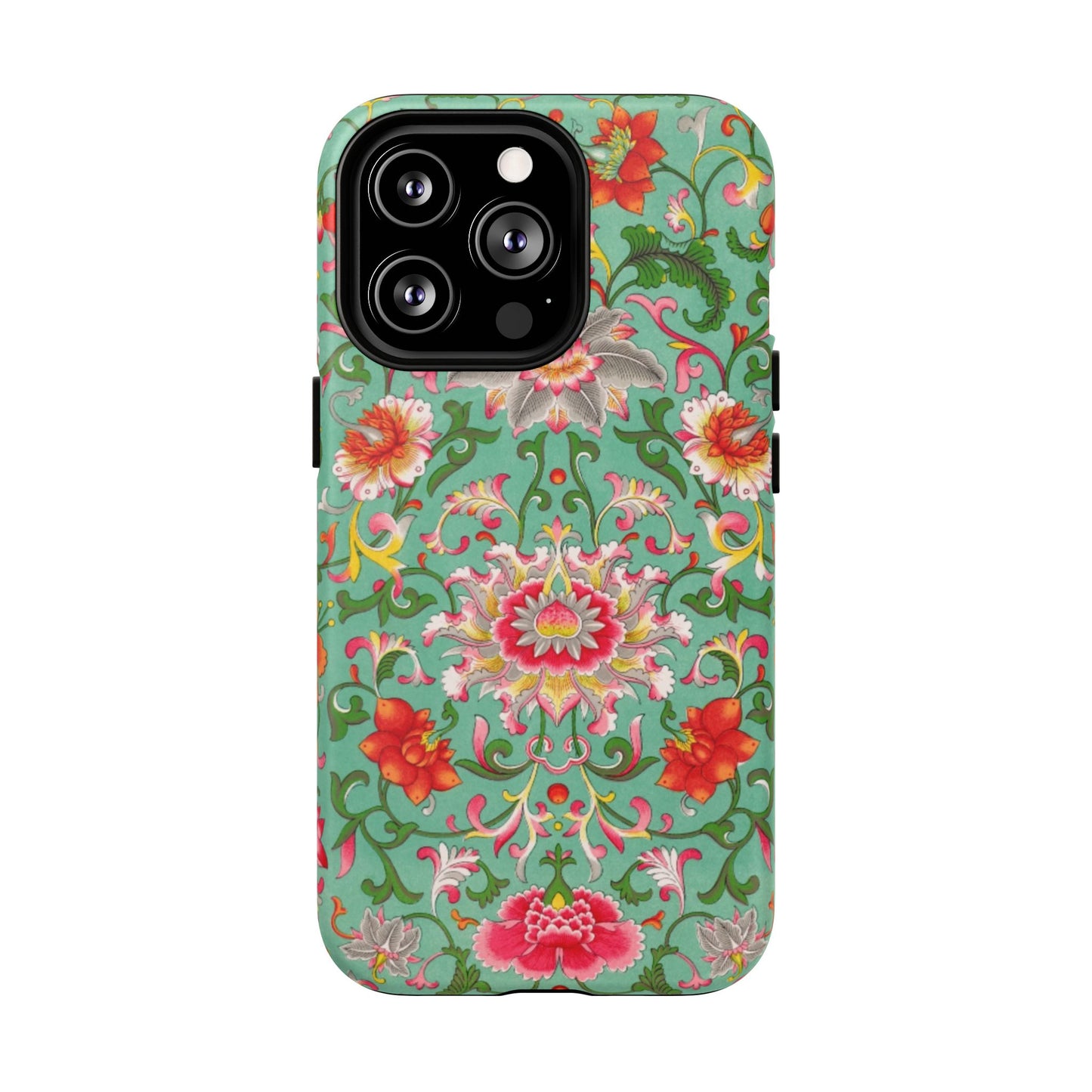 Coque de téléphone magnétique renforcée à motif floral vintage