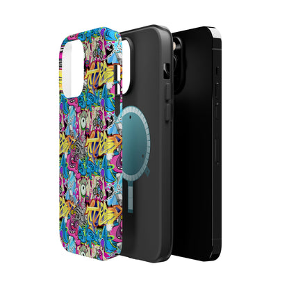 Coque de téléphone magnétique Graffiti Collage — Housse protectrice résistante aux chocs
