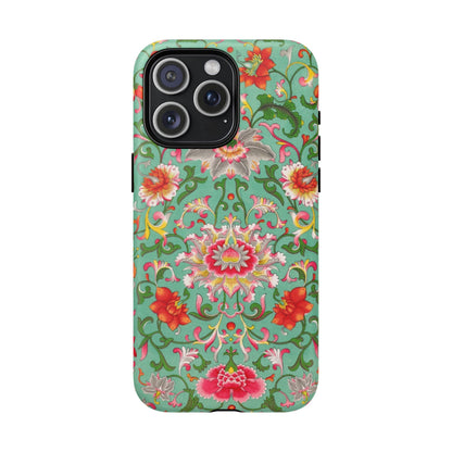 Coque de téléphone magnétique renforcée à motif floral vintage