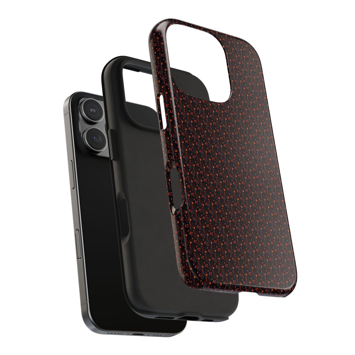 Coque de téléphone renforcée – Housse de protection robuste noire avec éclats rouges