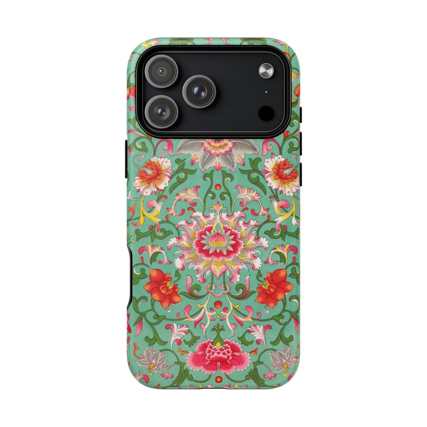 Coque de téléphone magnétique renforcée à motif floral vintage