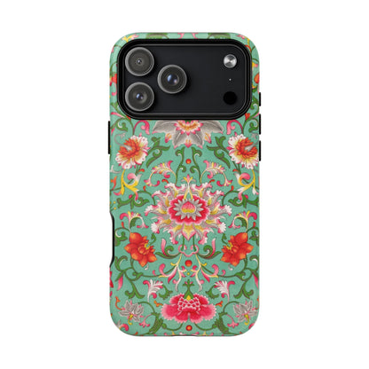 Coque de téléphone magnétique renforcée à motif floral vintage