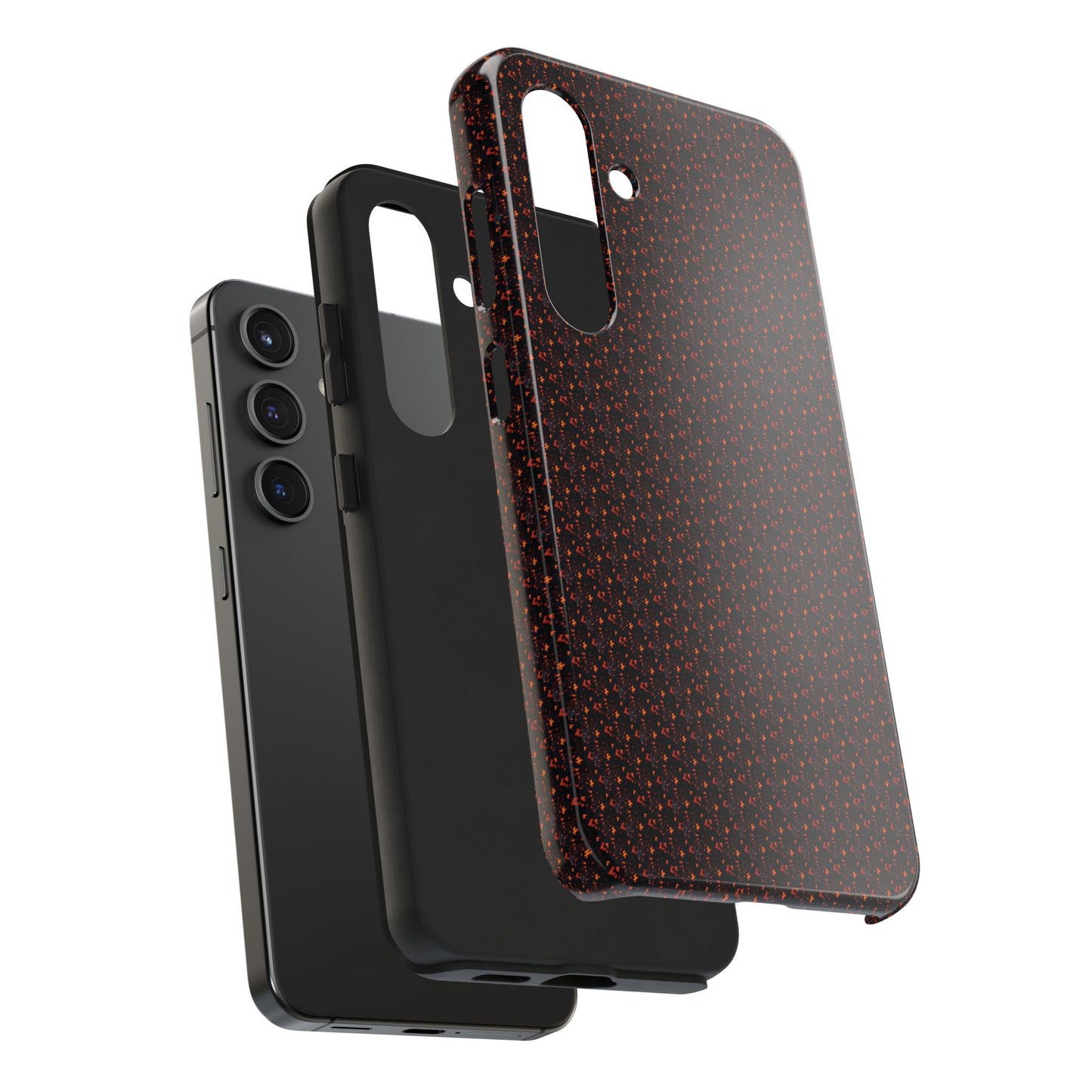 Coque de téléphone renforcée – Housse de protection robuste noire avec éclats rouges