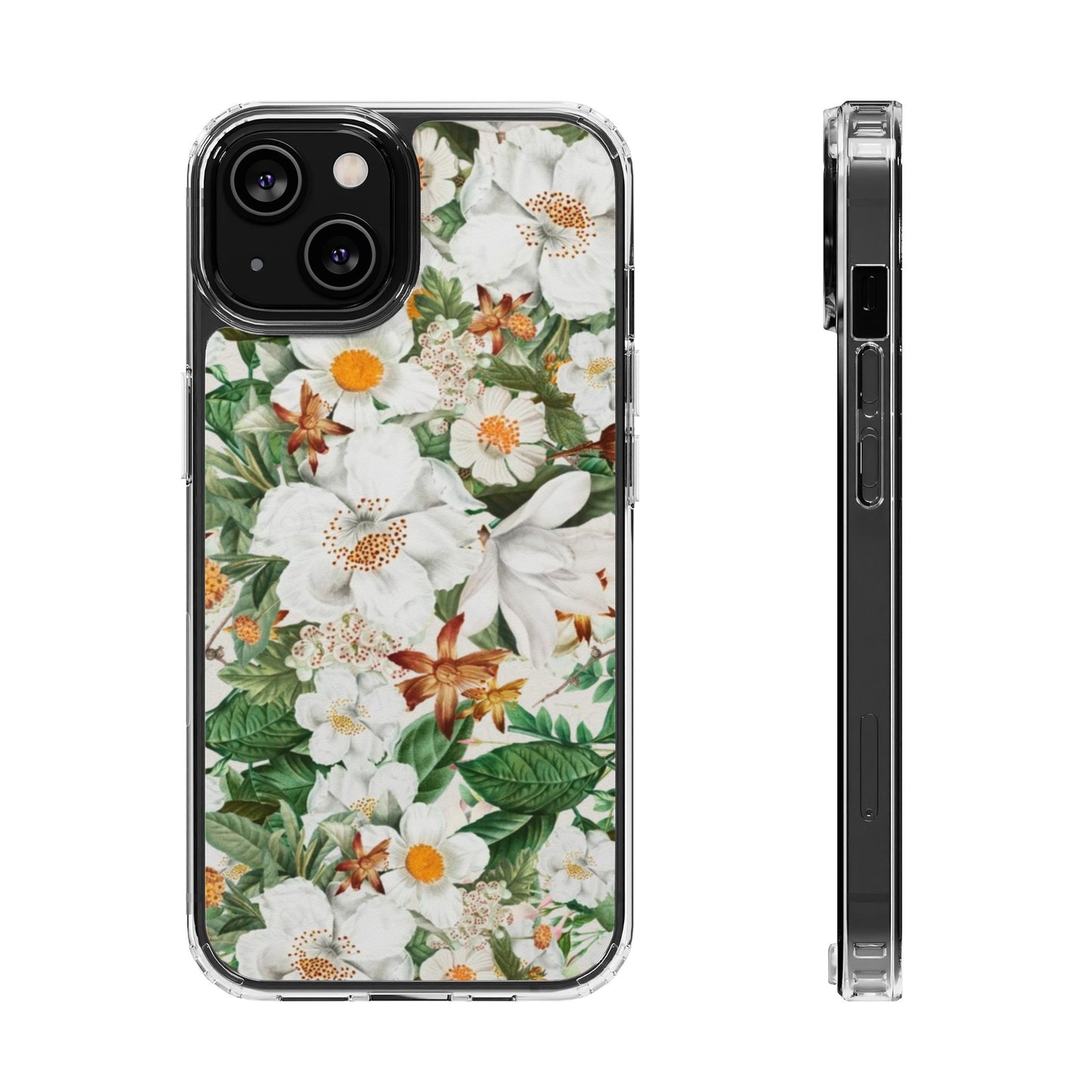 Coque de téléphone magnétique transparente Floral White Garden