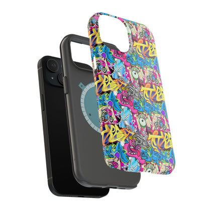 Coque de téléphone magnétique Graffiti Collage — Housse protectrice résistante aux chocs