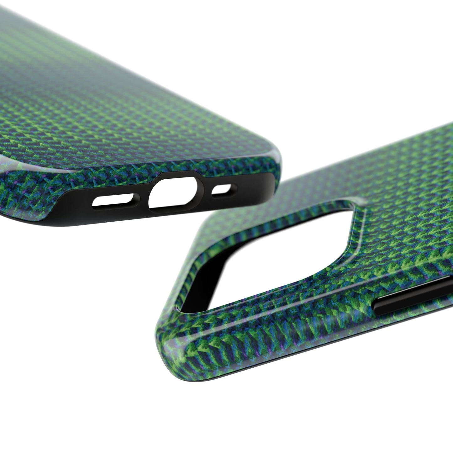 Green Woven Texture Tough Phone Case — Durable Protective Phone Cover