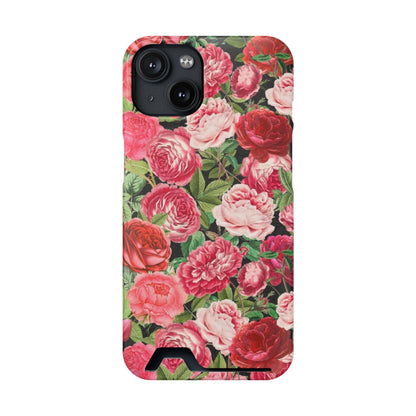 Coque de téléphone avec porte-cartes Floral Rose – Jardin vintage rose